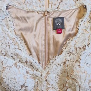 Vince Camuto Off White Lace over Nude Dress